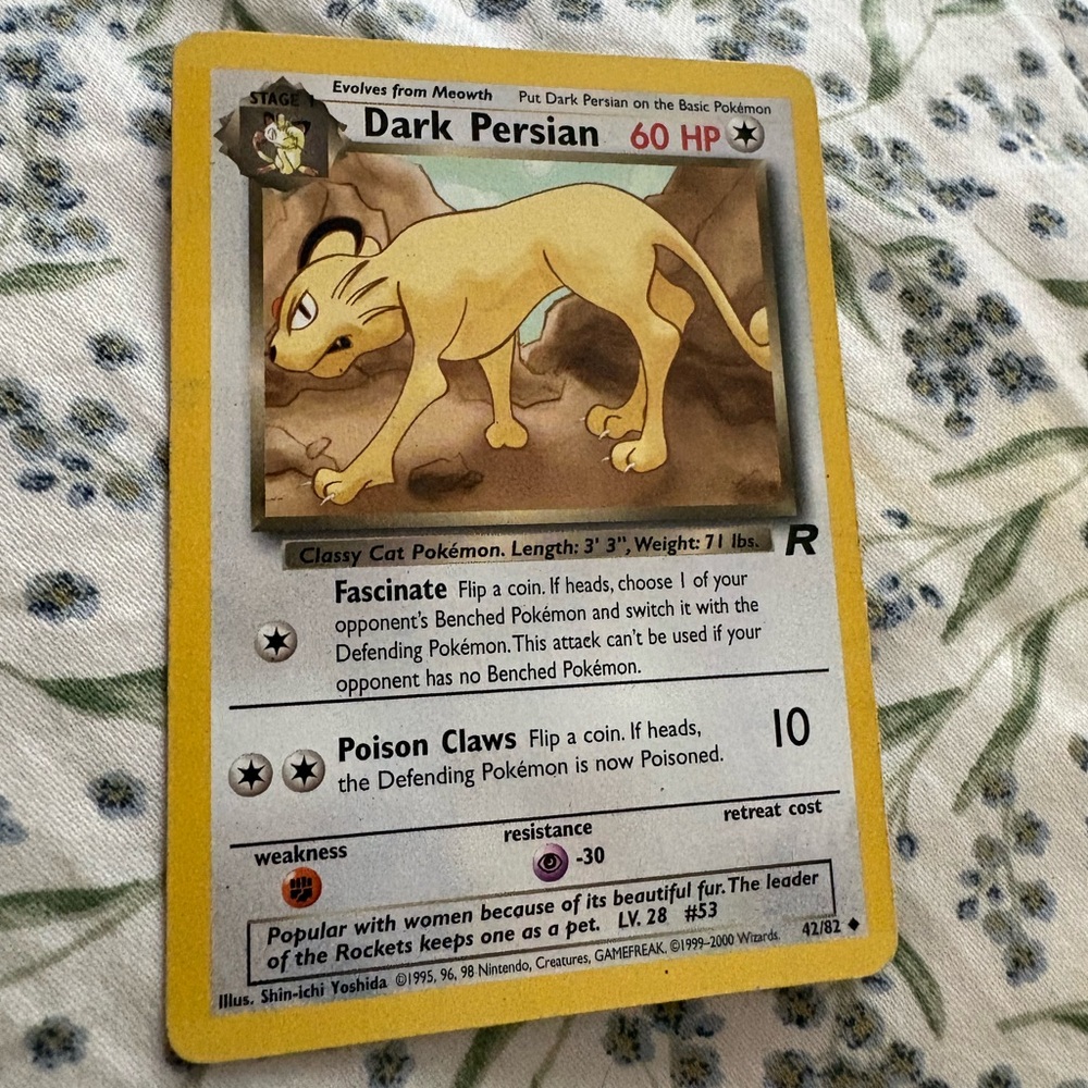 Pokemon Dark Persian Card with Yellow Border
